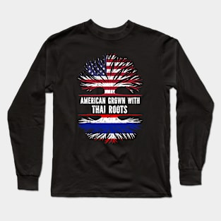 American Grown with Thai Roots USA Flag Long Sleeve T-Shirt